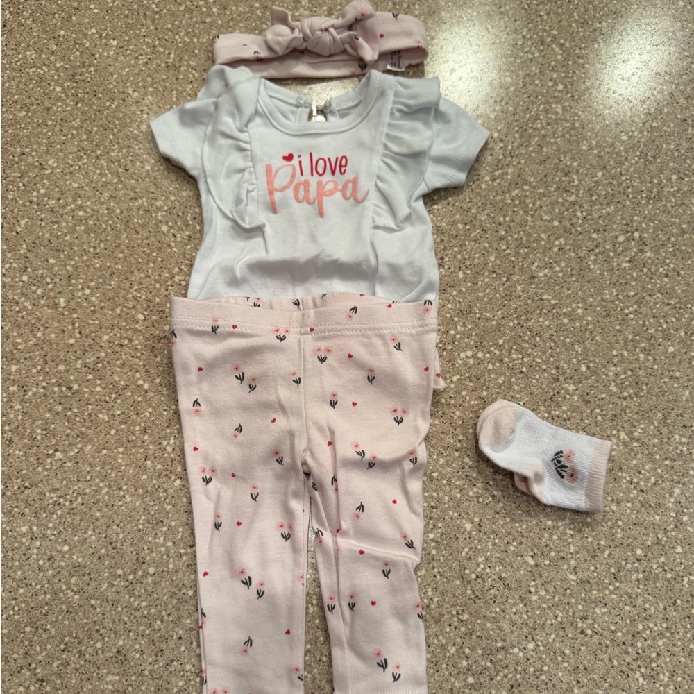 Baby Essentials White and Pink Baby Outfit